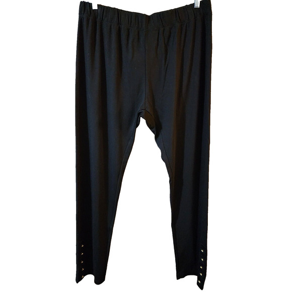 NEW Esy Studio Womens Pull On Leggings Size 2X Black Rhineshone Ankles Pants - Picture 1 of 12